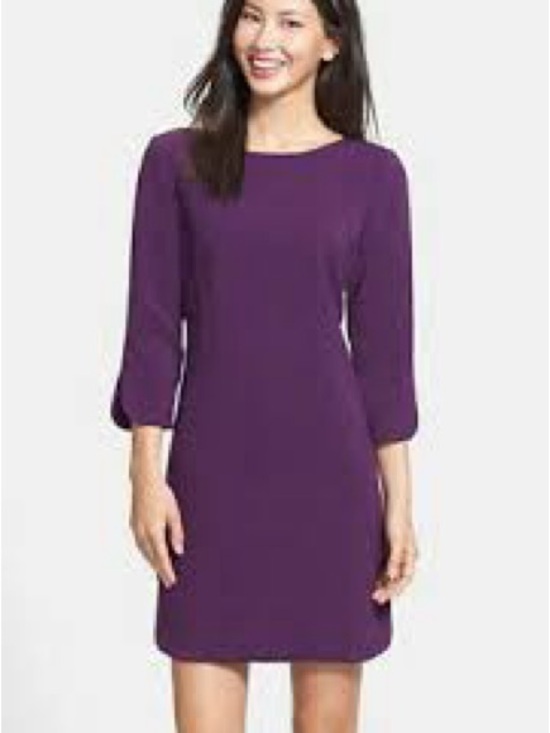 Eliza J Dresses & Skirts - Eliza J Purple Eggplant Plum Shirttail Hem Sheath Dress 3/4 Sleeve 8